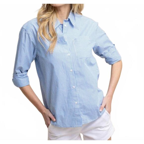 NEW SOUTHERN TIDE katherine stripe shirt in blue fin